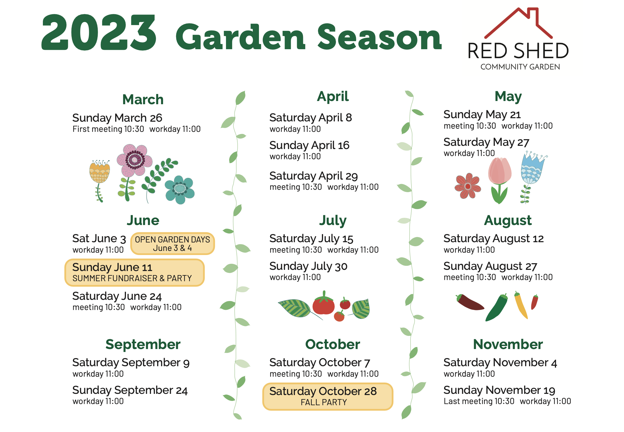 2023 Red Shed Calender
